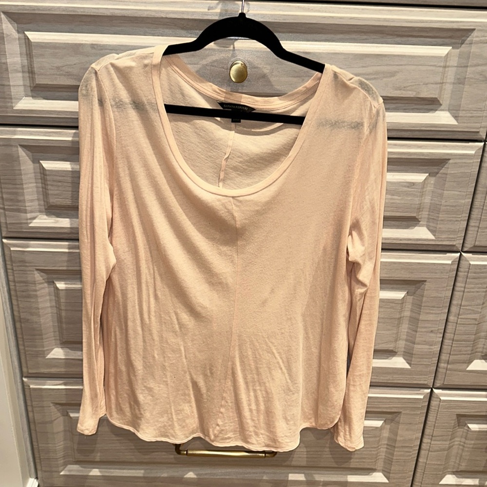 Light Pink Scoop Neck LS Top